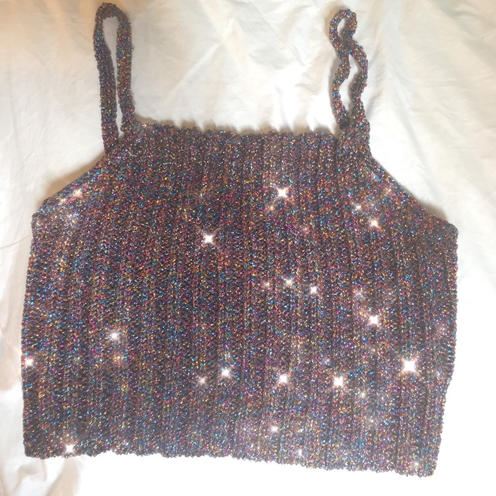 Multicolored glitter crop top